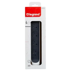 Multiprise 4 prises rotative à fixer Legrand blanc et gris