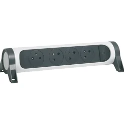 Multiprise 4 prises rotative à fixer Legrand blanc et gris