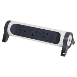Multiprise 3 prises rotative à fixer Legrand blanc et gris