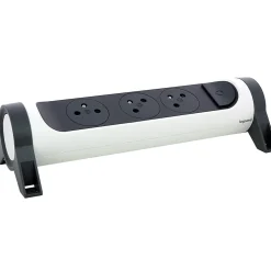 Multiprise 3 prises rotative à fixer Legrand blanc et gris