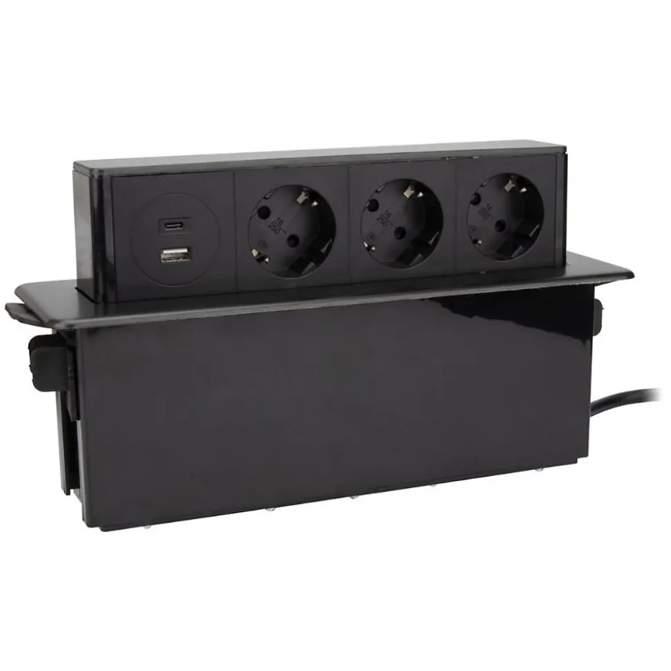 Multiprise 3 prises Schuko + 2USB Zenitech