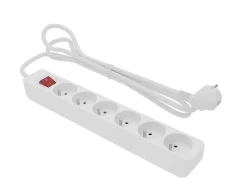 Multiprise avec interrupteur 6 prises blanc 1 m