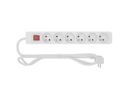 Multiprise avec interrupteur 6 prises blanc 1 m