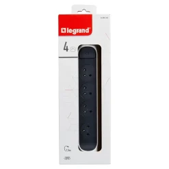Multiprise avec interrupteur 4 prises rotative à fixer Legrand blanc et gris 1.5 m