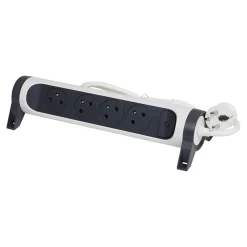 Multiprise avec interrupteur 4 prises rotative à fixer Legrand blanc et gris 1.5 m