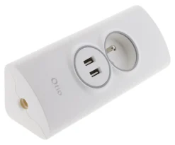 Multiprise d'angle 2P 16A + 2 USB à câbler - Blanc - Otio