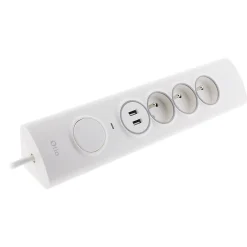 Multiprise d'angle parafoudre 3 prises + 2 USB