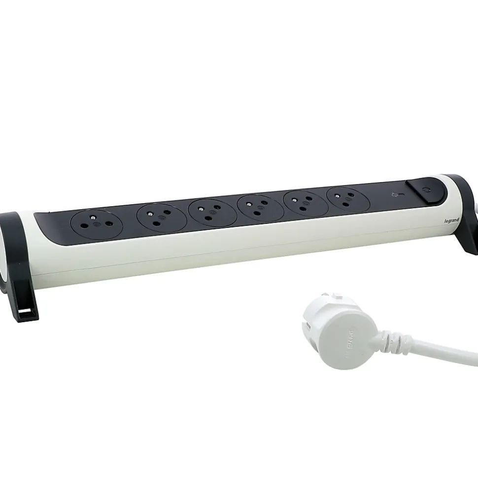 Multiprise parafoudre 6 prises Legrand blanc et gris 1.5 m