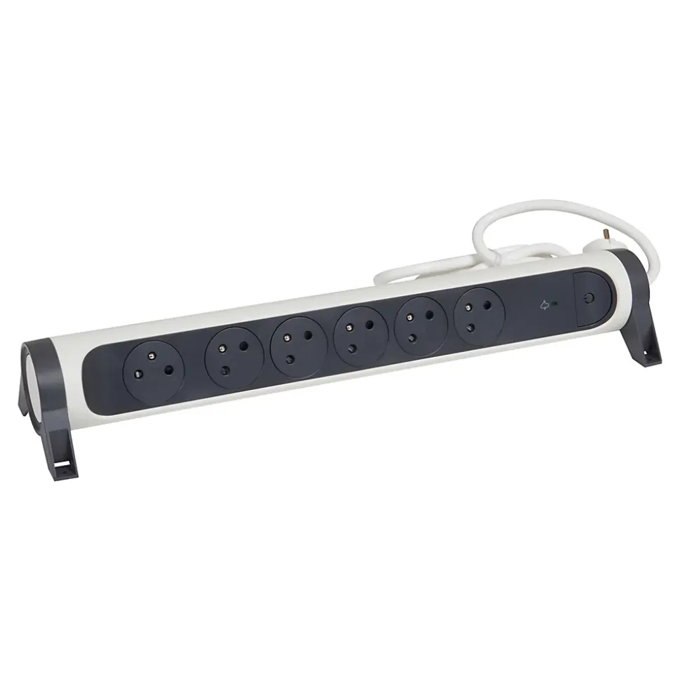 Multiprise parafoudre 6 prises Legrand blanc et gris 1.5 m