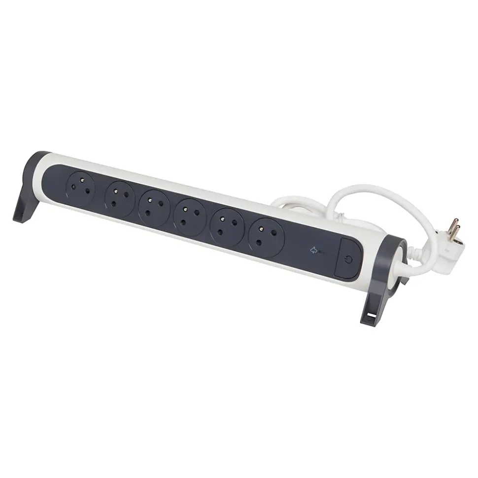 Multiprise parafoudre 6 prises Legrand blanc et gris 1.5 m