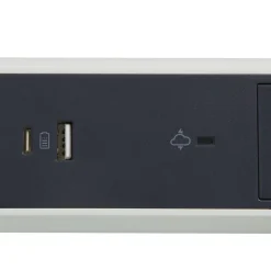 Multiprise parafoudre 3 prises + + 2 chargeurs USB-A et C Legrand blanc et gris 1.5 m