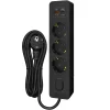 Multiprise SELDUR G3TH12S, 3 prises type F + interrupteur, USB A+C charge rapide 20W, Noir, câble 1.5m