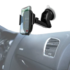 Muvit Support Voiture Chargeur Induction Qi 15W avec Capteur Infrarouge et Câble USB-C Noir