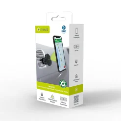 Muvit Support Voiture Universel Magnétique en Plastique avec Rotule Pivotable à 360 Noir