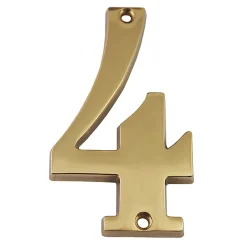 N° de maison - marquage 4 - en laiton - couleur or - à visser - hauteur 9,7 cm - Chapuis CLM9704