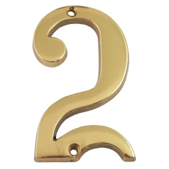 N° de maison - marquage 2 - en laiton - couleur or - à visser - hauteur 9,7 cm - Chapuis CLM9702