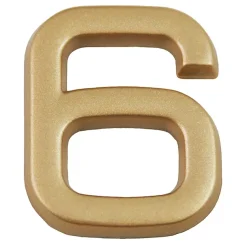 N° de maison - marquage 6 - en PVC - couleur or - autocollant - hauteur 3,7 cm - Chapuis LD3706