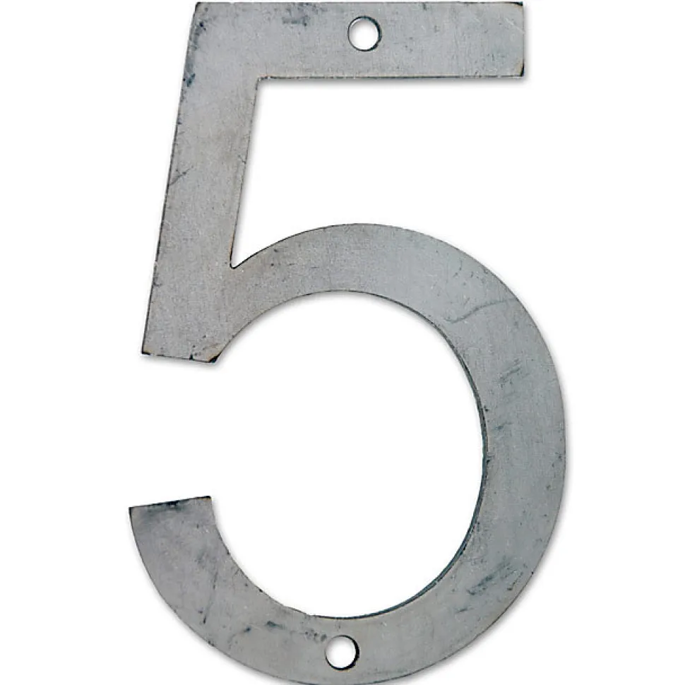 N° de maison - marquage 5 - en acier - couleur gris - à visser - hauteur 12 cm - Chapuis CPA5