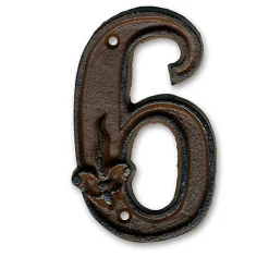 N° de maison - marquage 6 - en fonte - couleur marron - à visser - hauteur 12 cm - Chapuis DB62-6
