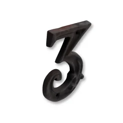N° de maison - marquage 3 - en fonte - couleur marron - à visser - hauteur 12 cm - Chapuis CFR3