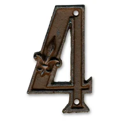 N° de maison - marquage 4 - en fonte - couleur marron - à visser - hauteur 12 cm - Chapuis DB62-4