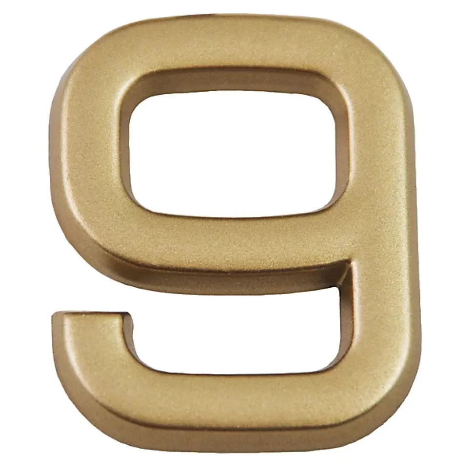N° de maison - marquage 9 - en PVC - couleur or - autocollant - hauteur 3,7 cm - Chapuis LD3709