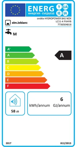Ondéa Hydropower BAS NOx - LC11-4PVHYB - Puissance 7,9 à 19,2 kW - Gaz Butane/Propane - maxi 11 l/min - Diamètre conduit : 110 mm