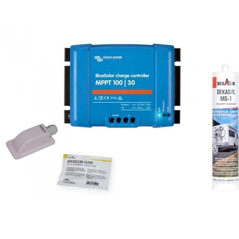 PACK BLACK BOOSTER 170W Seul Panneau solaire Camping Car + Kit de pose solaire avec Régulateur de Charge ANTARION
