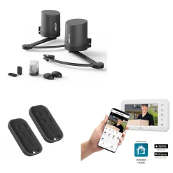 Pack 100% connecté avec motorisation portail battant Orane Connect + Visiophone Elia Smart 2 + 2 télécommandes supplémentaires