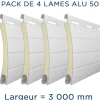 Pack 4 lames - 3000mm - Aluminium 50 - Blanc