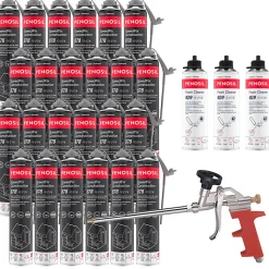 Pack 24 Mousses colle univ SpeedFix Construction 878 pistolable 690ml PENOSIL + 3 Nettoyants FoamCleaner 929 500ml + Pistolet