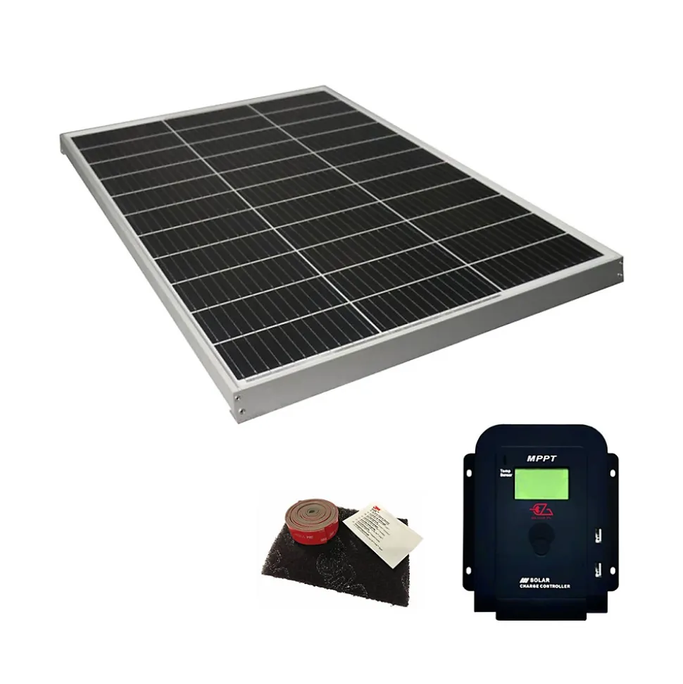 PACK Panneau Solaire 130W Monocristallin + Régulateur Solaire MPPT LCD 10A + 3 M Kit Adhésif EZA
