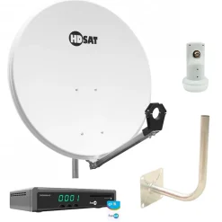 Pack Parabole Acier 80cm + OPTEX Récepteur ORS9939HD Fransat + Bras Coudé Déport 30cm Diamètre 40mm + Tête LNB HDSAT