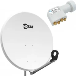 Pack Parabole satellite acier 80cm + LNB Quad Universel 0,1dB HDSAT