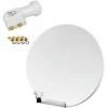 Pack Parabole satellite fibre composite Blanche 60cm BRIDES INOX + LNB Twin HD 4K HDSAT