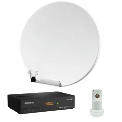 Pack Parabole Satellite Fibre Composite Blanche 60cm + LNB Single + Décodeur Satellite ASTRA HD + Carte HDSAT