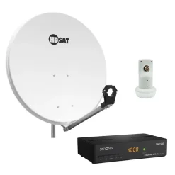 Pack Parabole satellite acier 80cm avec Support LNB + LNB Single + Décodeur Satellite ASTRA HD + Carte HDSAT
