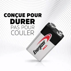 Pack de 3 - Energizer Max Alcaline 9V, pack de 2 Piles