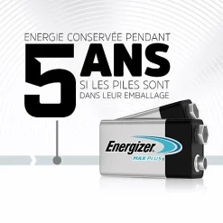 Pack de 4 - Energizer Max Plus Alcaline 9V, pack de 1 Pile