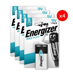 Pack de 4 - Energizer Max Plus Alcaline 9V, pack de 1 Pile