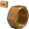 PACK de 10 bouchons femelle laiton a visser pour installation de plomberie chauffage sanitaire diamètre 3/8" (12x17)