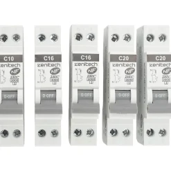 Pack de 5 disjoncteurs 1x10A + 2x16A + 2x20A - Zenitech