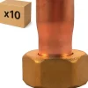 PACK de 10 douilles cuivre plomberie 2 pieces droite a souder écrou libre en laiton femelle 3/4" (20x27) pour cuivre de 16