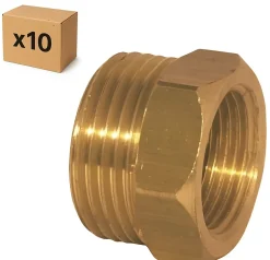 PACK de 10 réductions laiton a visser mâle/femelle installation plomberie chauffage diamètre 1/2" (15x21) femelle 3/8" (12x17)