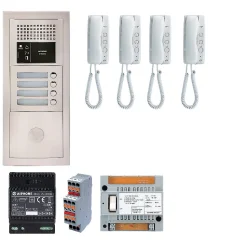 Pack Interphone Audio 4 Bp Avec 4 Postes Programmés