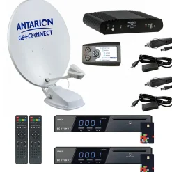 Pack Parabole Satellite Automatique 85cm TWIN + 2x Récepteurs TNTSAT HD + Positionneur ANTARION
