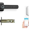 Pack poignée biométrique connectée locky-5 à empreinte digitale, code et bluetooth + passerelle wifi