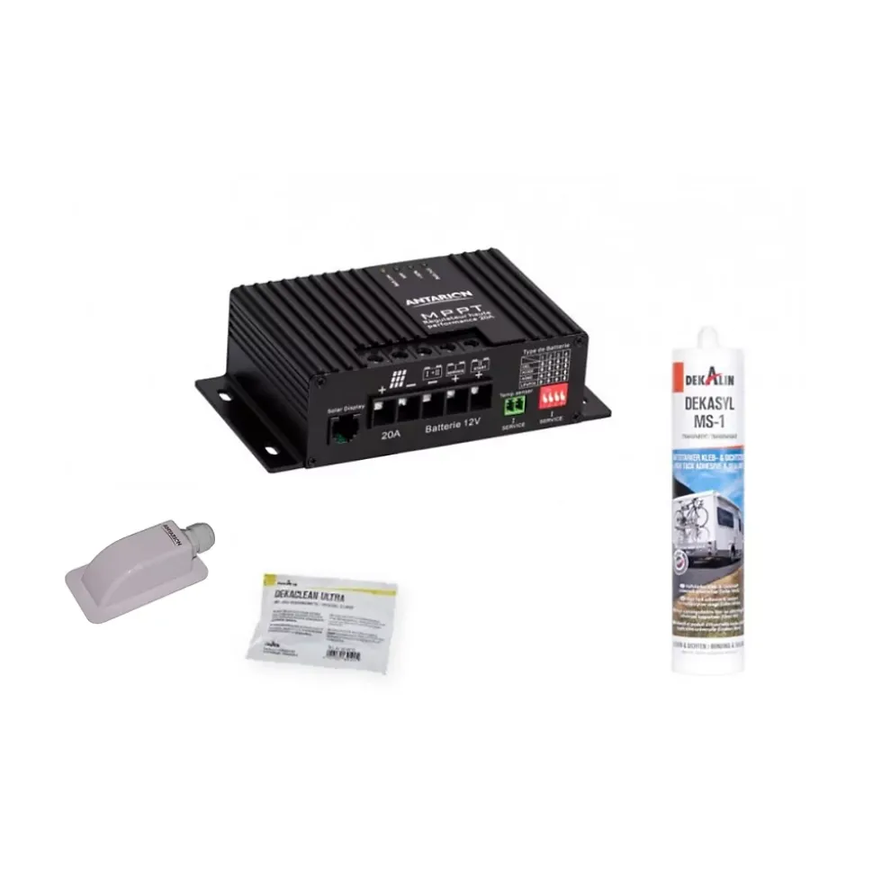 Pack 2x Panneaux Solaires 140W + Kit de pose Solaire avec Régulateur MPPT 20A ANTARION