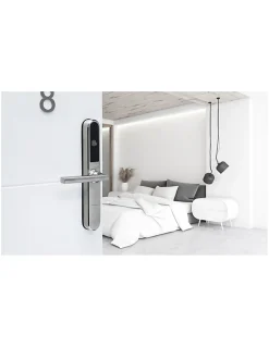 Paire de poignées connectées Intelock Room hôtel, pour porte d'hôtel, argent - INTELOCK