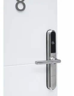 Paire de poignées connectées Intelock Room hôtel, pour porte d'hôtel, argent - INTELOCK